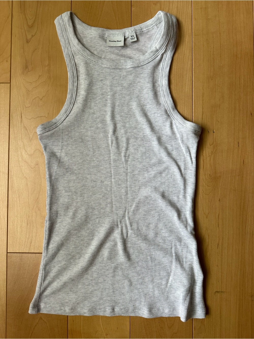 Aritzia Sunday Best ReRib Honor Drapey Ribbed Tank Top Heather Cloud White Grey
